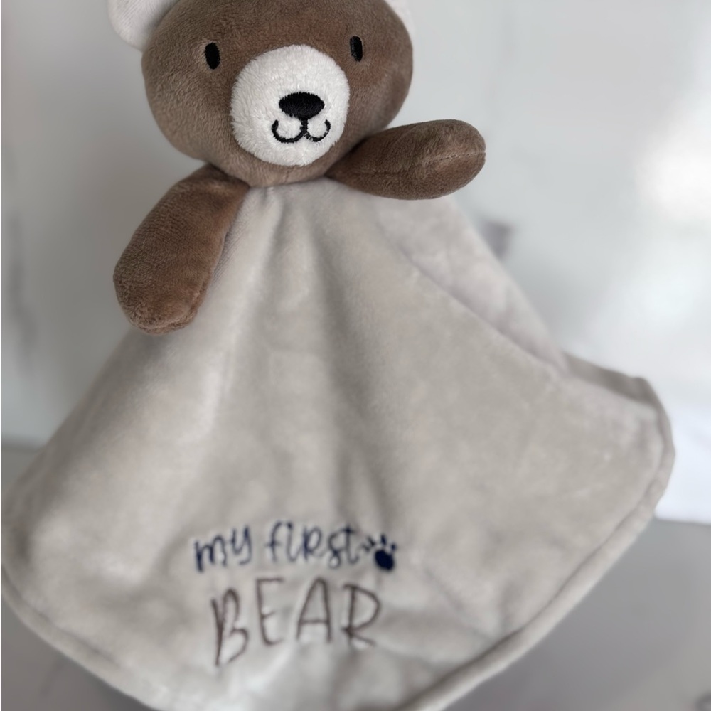 Baby Starters My First Bear Lovey Security Blanket Plush Brown Gray Grey Satin